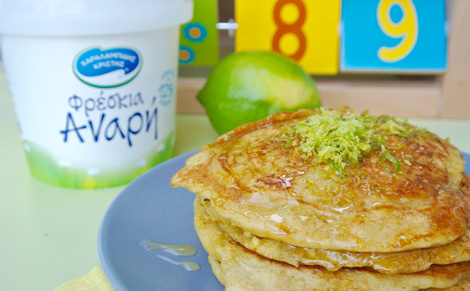 Pancakes με φρέσκια αναρή και άρωμα λεμονιού