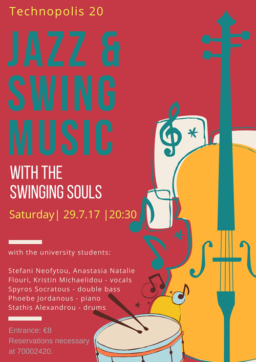 Μουσική βραδιά με jazz & swing τραγούδια στο Τεχνόπολις 20 στην Πάφο (29/7)