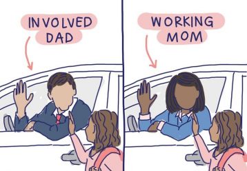 5 φοβερά σκίτσα δείχνουν πόσο άδικα κρίνει η κοινωνία τις μαμάδες συγκριτικά με τους μπαμπάδες