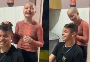 Πόση συγκίνηση: Νεαρός ξυρίζει το κεφάλι του για συμπαράσταση στην αδελφούλα του με καρκίνο (vid)